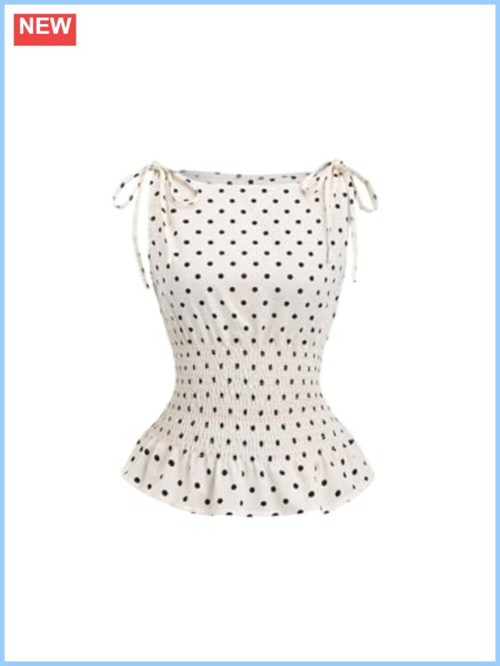 Women's Polka Dots Tank Top Boat Neck Ruffled Sleeveless Dressy Blouse